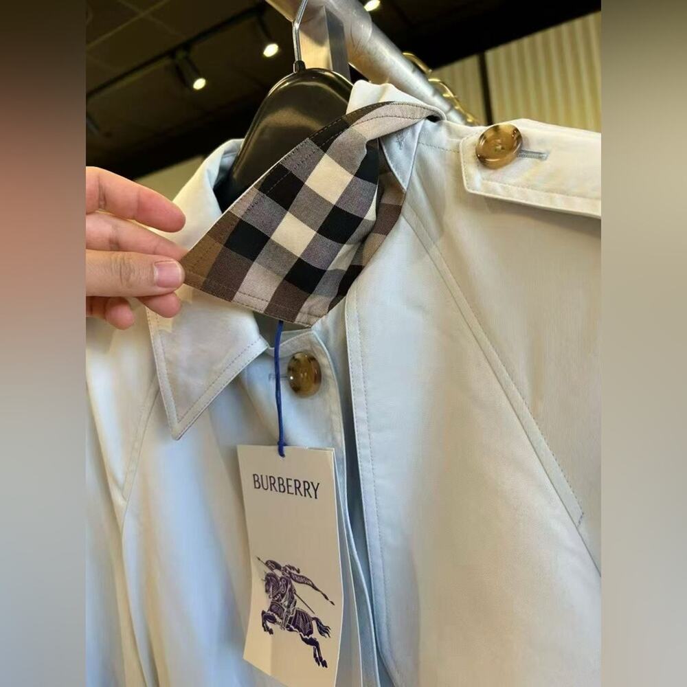 Sale ends 3/25 Burberry baby blue long Trench Coat US6 - Picture 4 of 11